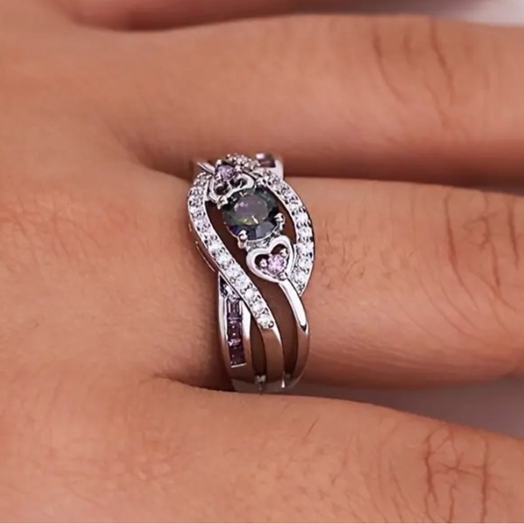 Source Unknown Jewelry - Colorful Topaz Heart Zircon Faux Gem Ring